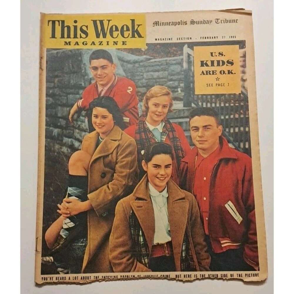 This Week Magazine Minneapolis Sunday Tribune 2/27/1955 American Youth Teal Ames